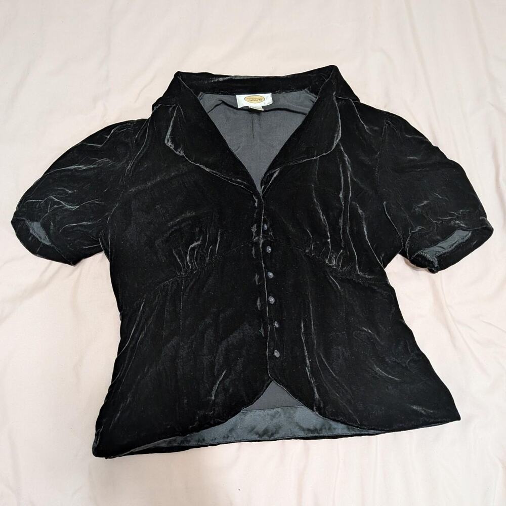Talbots Black Velvet Button Up